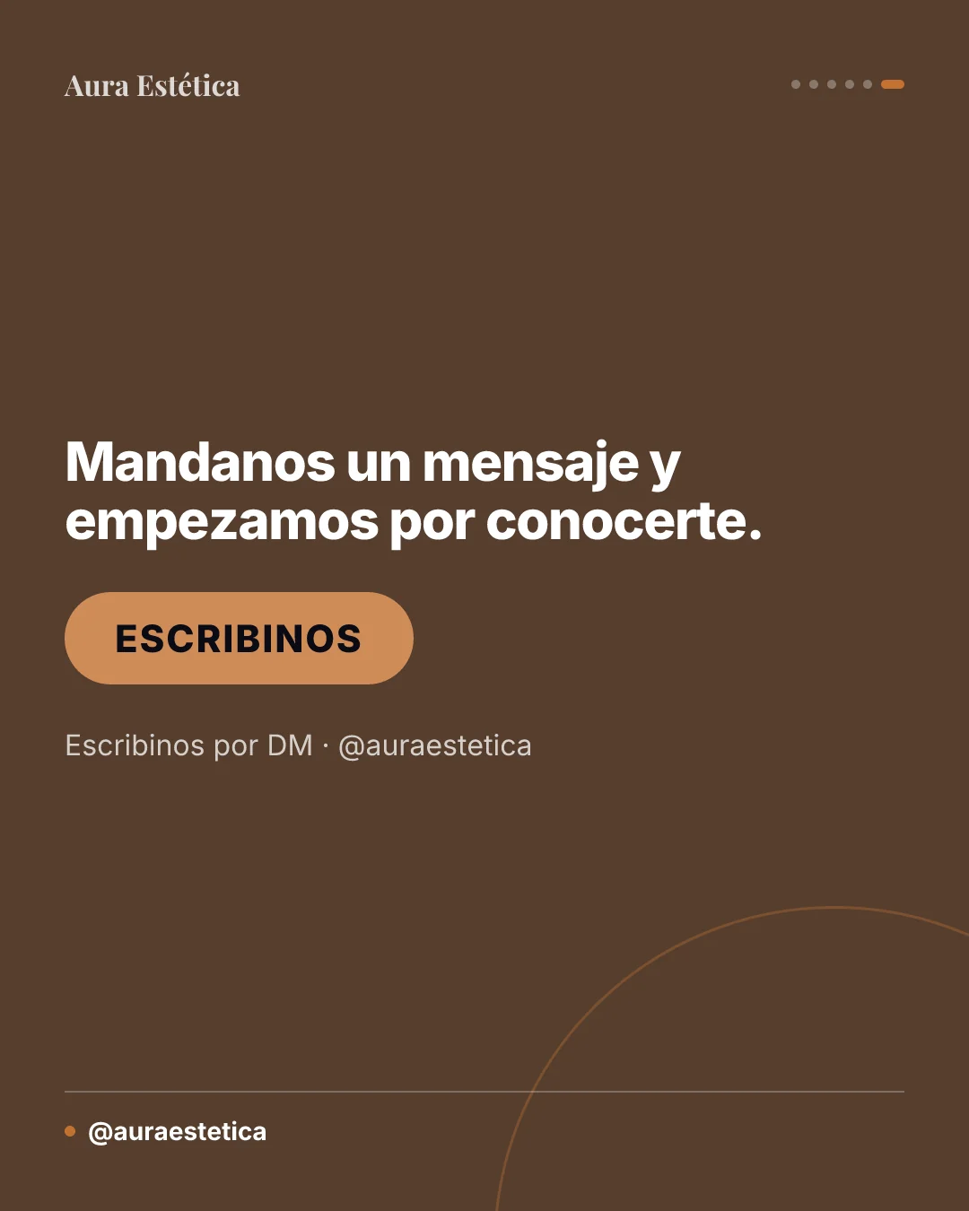 Placa de cierre con llamado a escribir por DM, generada por Turnia Studio
